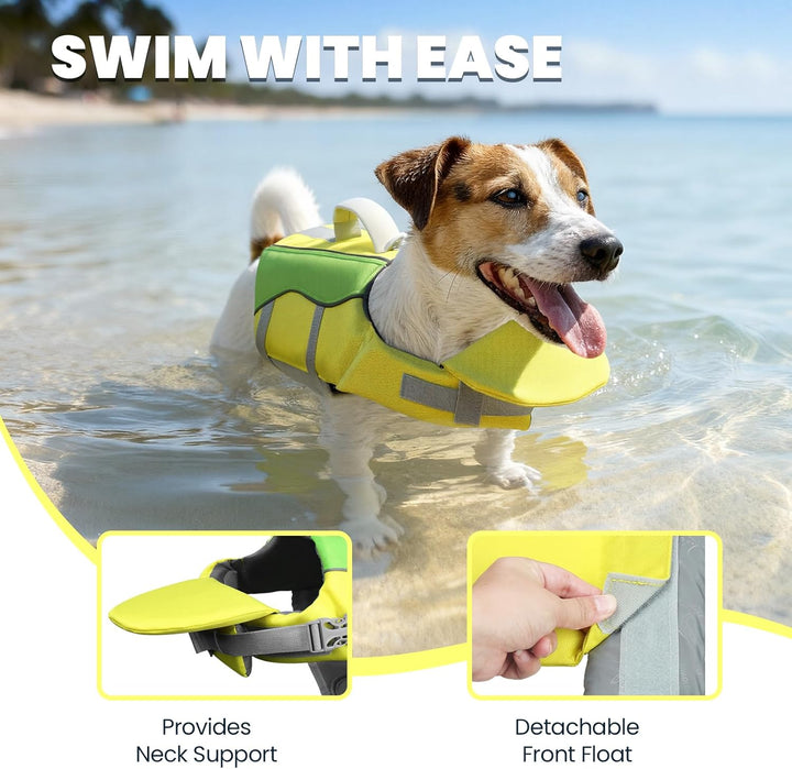 VIVAGLORY Front Float Schwimmweste Hund, Hundeschwimmweste für Bootfahren, Schwimmweste with Kopfstü