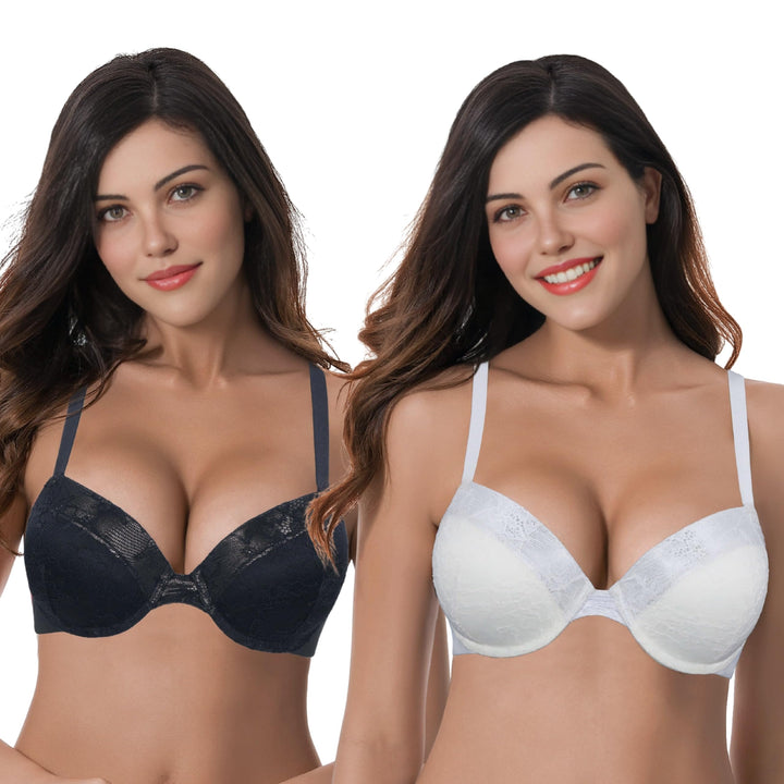 Curve Muse Damen Übergrösse Fügen Sie 1 und eine halbe Tasse hinzu Hochdrücken Bügel Spitzen-BHS 70B
