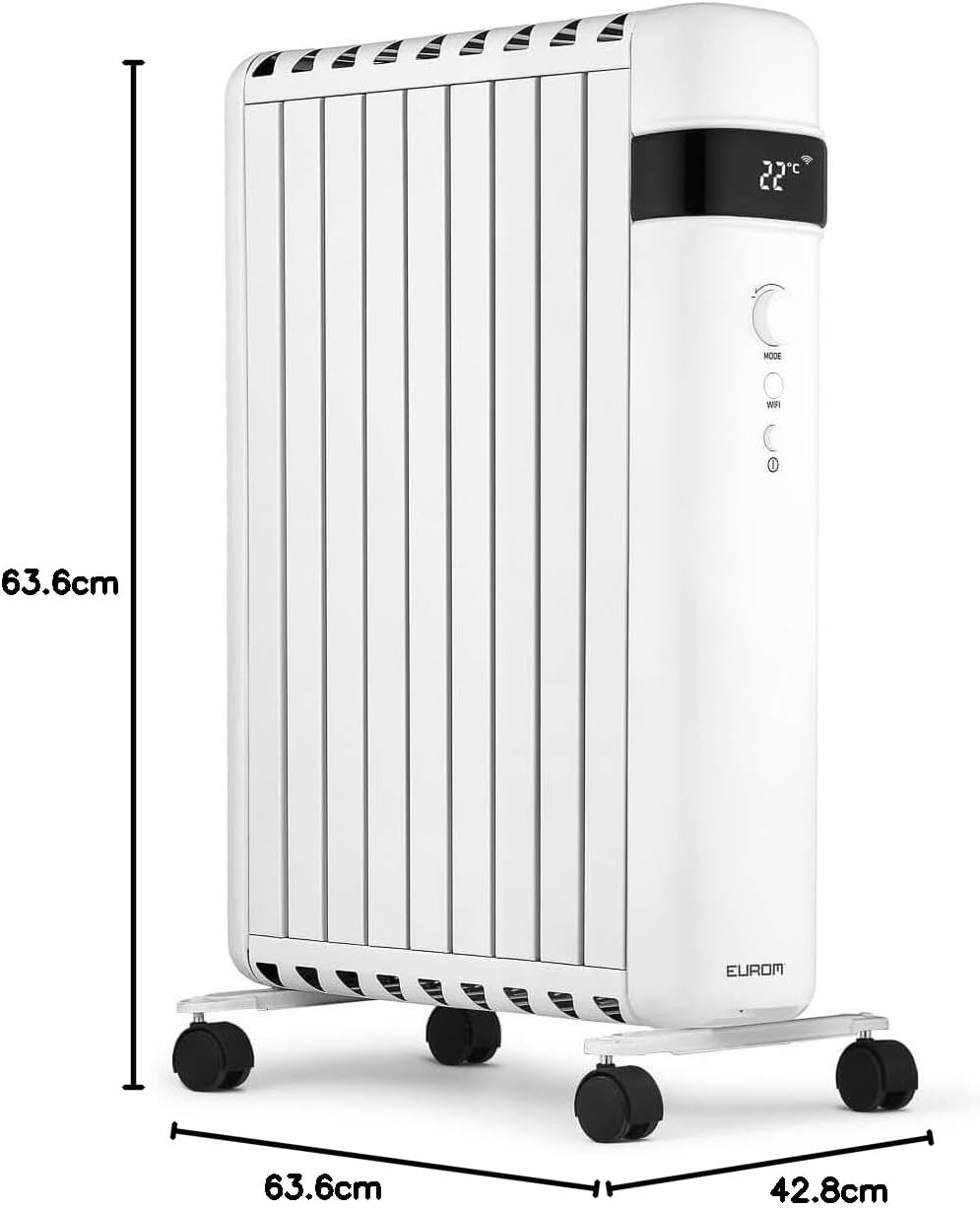 Eurom RAD 2000 Oilfree Wifi Ölfreie Konvektorheizung, 2000W, Thermostat, Timer, Kippschutz (363913)