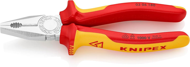 Knipex Kombizange verchromt, isoliert mit Mehrkomponenten-Hüllen, VDE-geprüft 180 mm (SB-Karte/Blist