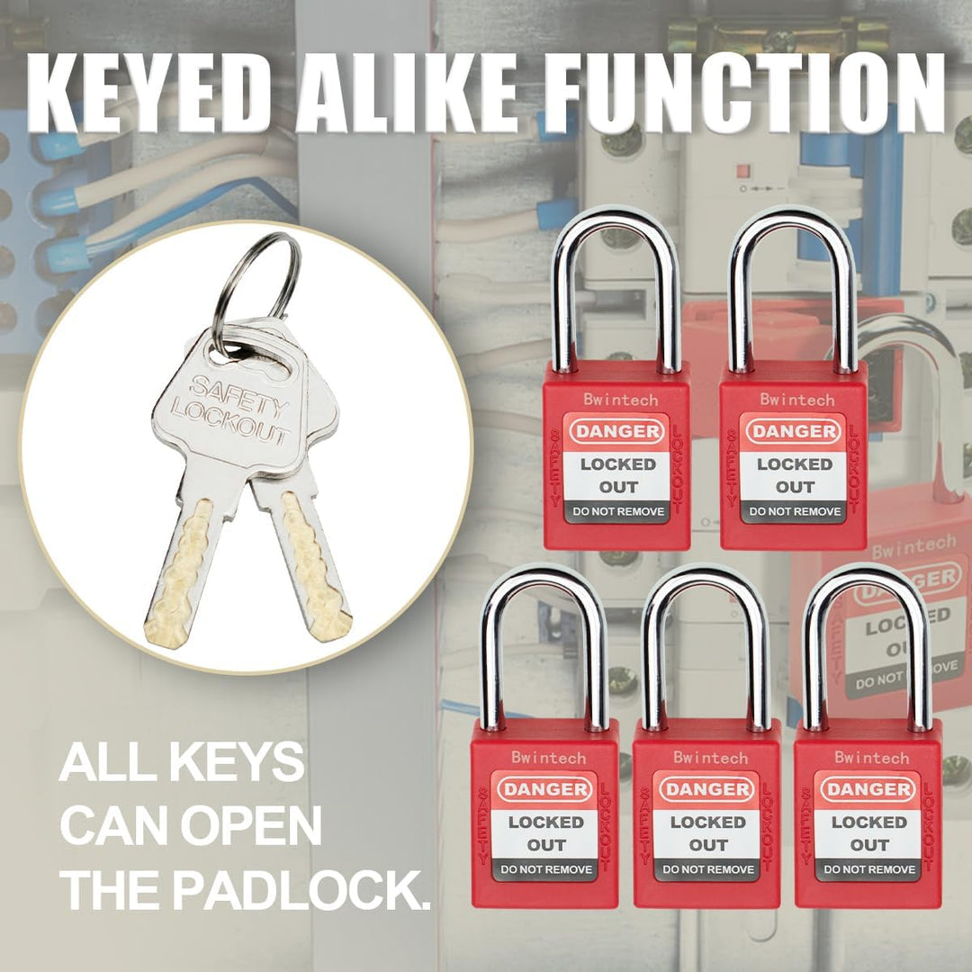 10 Stück 38MM gleichschliessendes rotes Sicherheitsvorhängeschloss Lockout Tagout Lock für Lock Out