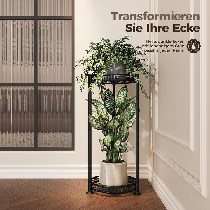 Bamworld Blumenständer Hoch Schwarz – Pflanzenständer aus Metall für Balkon & Wohnzimmer – Elegantes