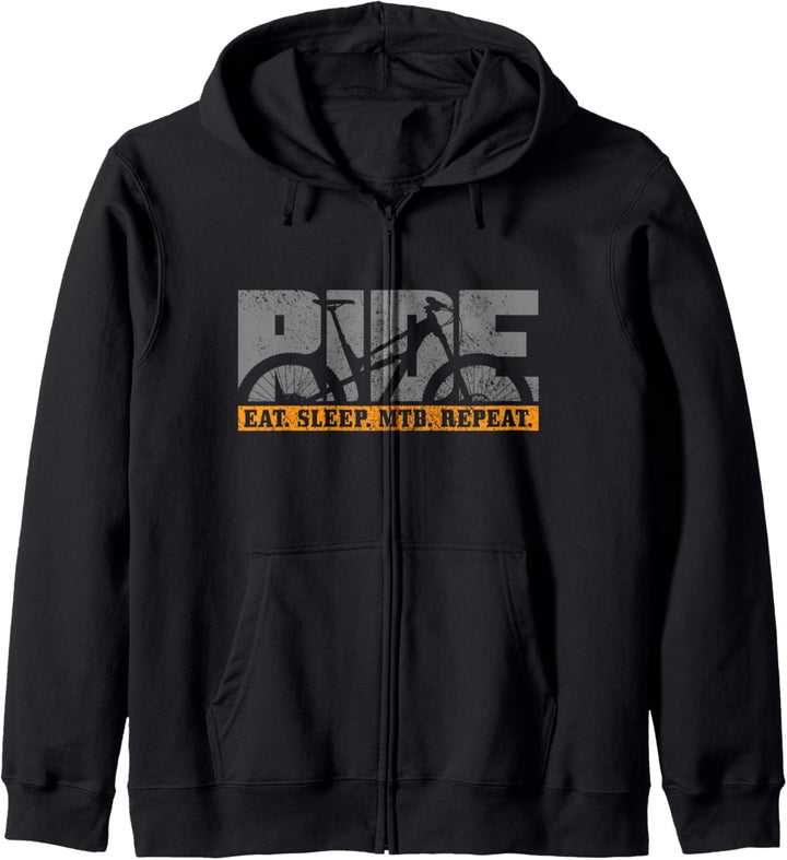 Mountainbike Eat Sleep MTB Repeat Mountainbiker Geschenk Kapuzenjacke