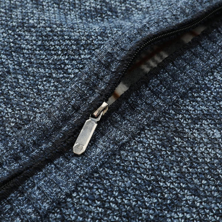 Herren Strickjacke Warm Fleece-gefüttert Wintermantel mit durchgehendem Reissverschluss S Blau, S Bl