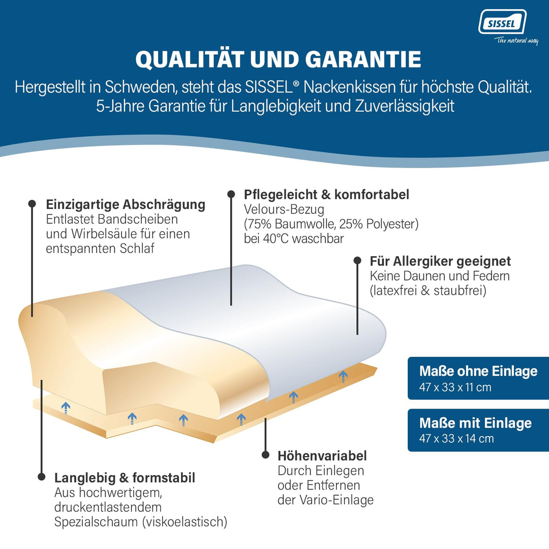 SISSEL Unisex-Erwachsene Nackenkisssen Nackenkissen Soft, Inkl. Bezug Nackenstützkissen, Ecru, 47 x