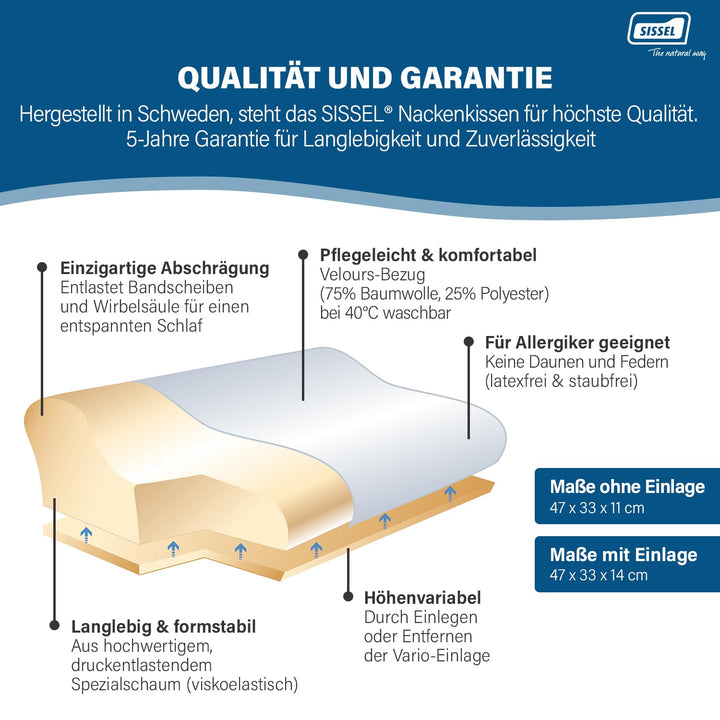 SISSEL Unisex-Erwachsene Nackenkisssen Nackenkissen Soft, Inkl. Bezug Nackenstützkissen, Ecru, 47 x