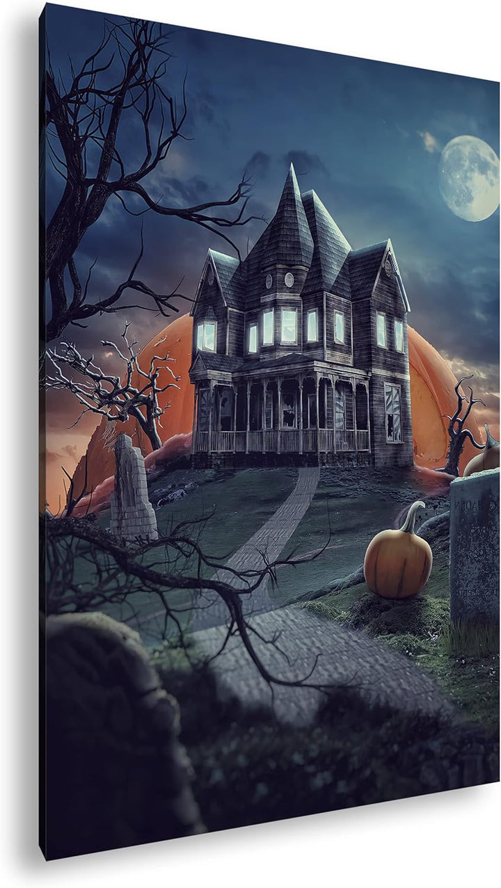 deyoli Helloween Villa Format:90x60 cm als Leinwandbild, Motiv fertig gerahmt auf Echtholzrahmen, Ho