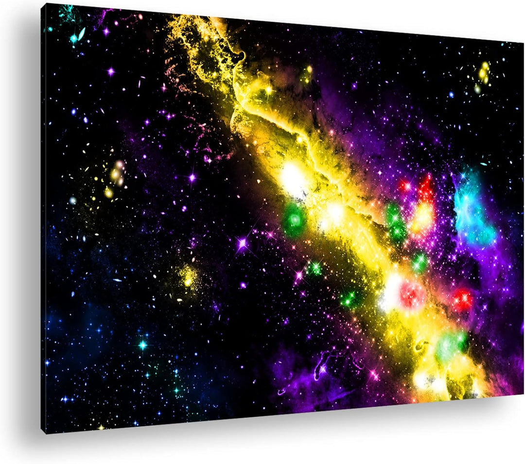 deyoli atemberaubende bunte Galaxie im Format: 80x60 als Leinwandbild, Motiv fertig gerahmt auf Echt