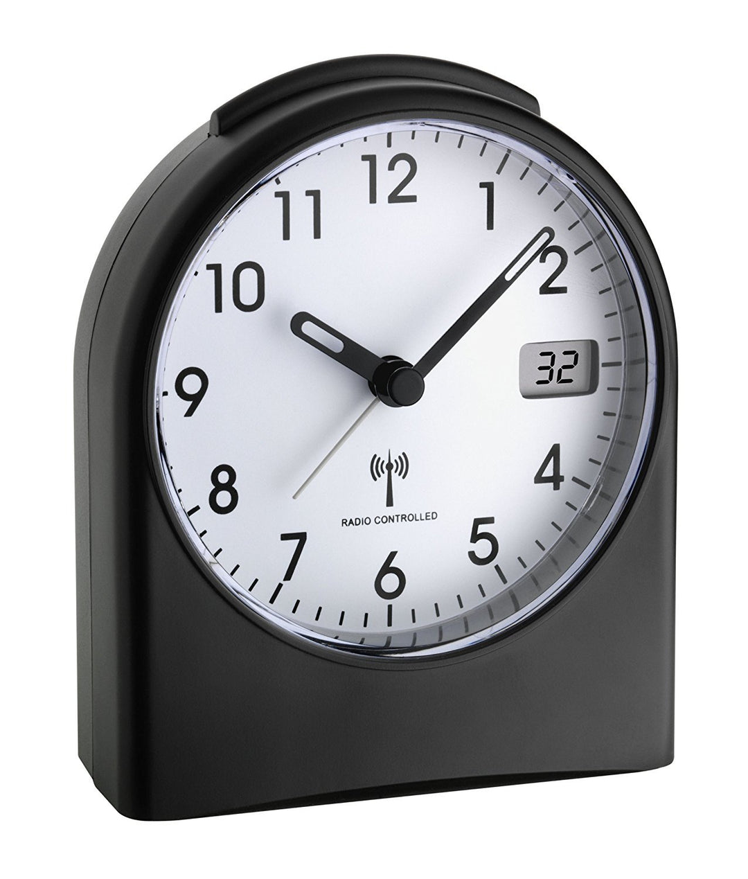 TFA Dostmann 98.1040.01 analoger Funk-Wecker (schwarz mit Batterien), Schwarz mit Batterien