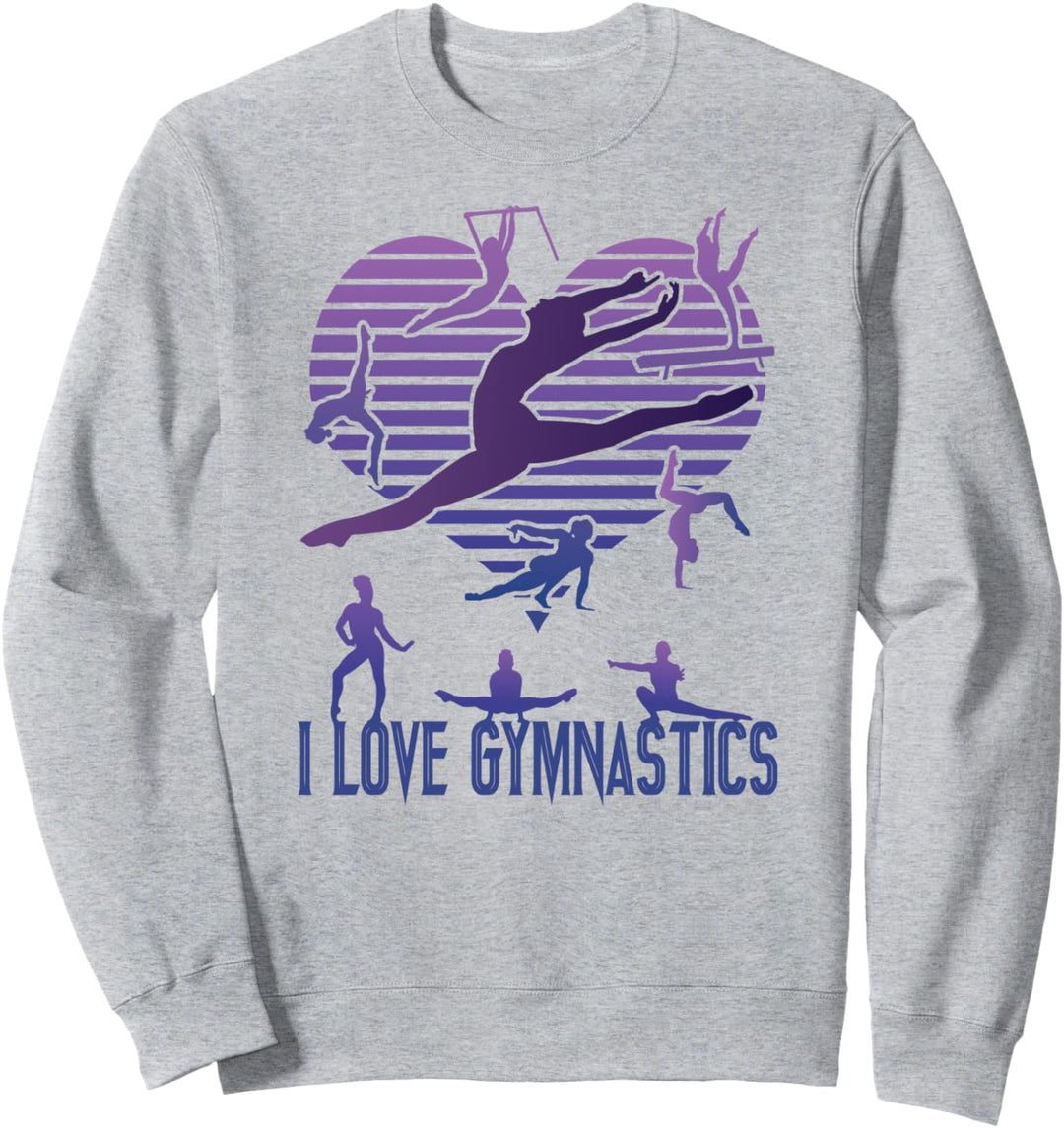 I love GYMNASTICS Turnerin Mädchen Routine Retro Vintage Herz Sweatshirt