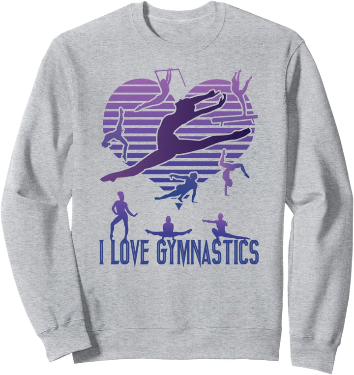 I love GYMNASTICS Turnerin Mädchen Routine Retro Vintage Herz Sweatshirt