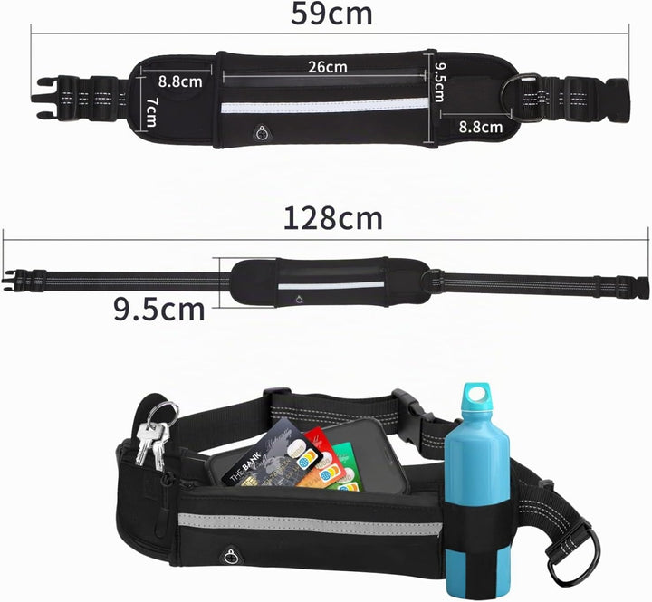 Nobleza Joggingleine für Hunde, freihändige Leine mit Gürteltasche, Handfreie Hundeleine für Laufen