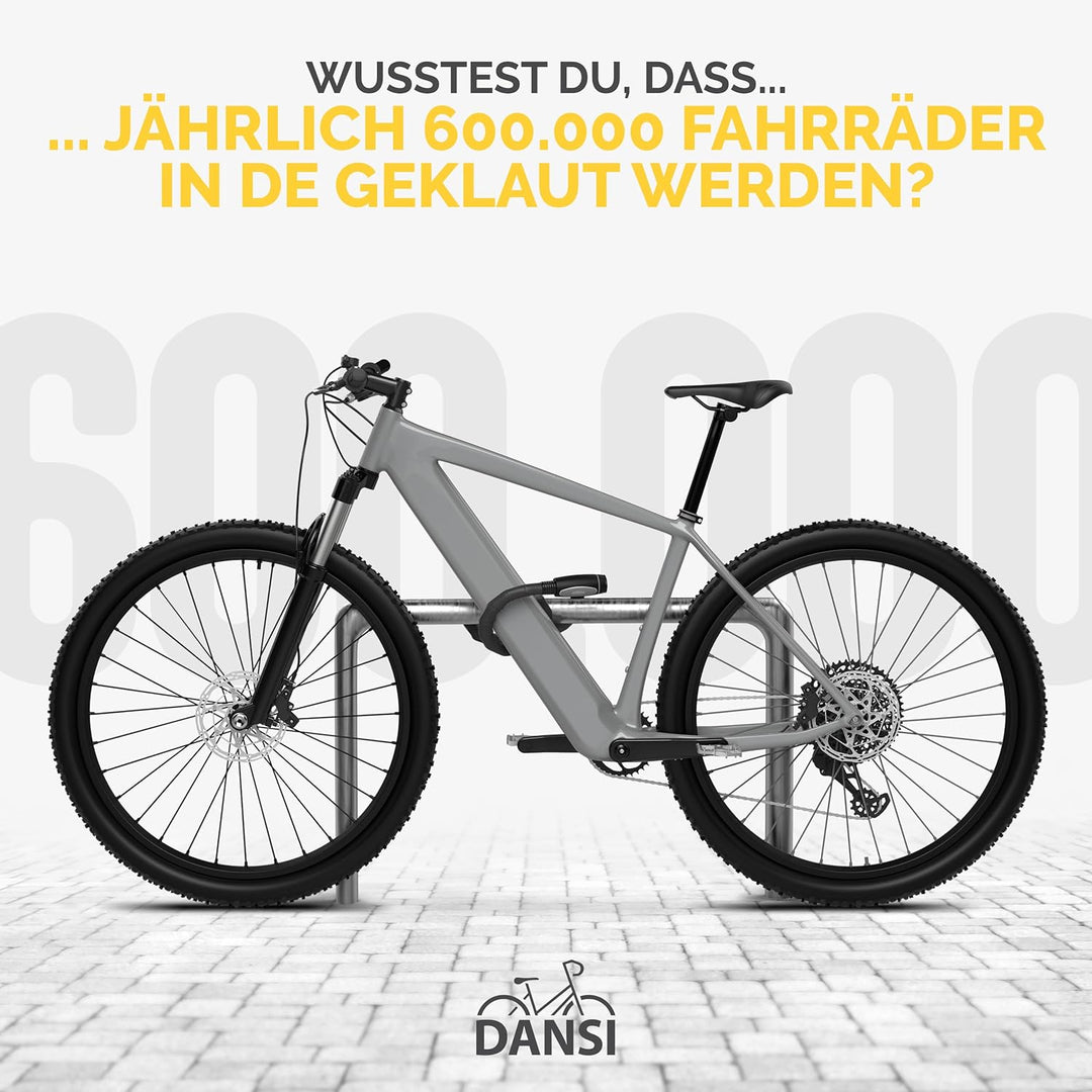 DANSI Panzerschloss Fahrrad I sicherer Diebstahlschutz mit 2 Schlüsseln I Fahrrad schloss, bike lock