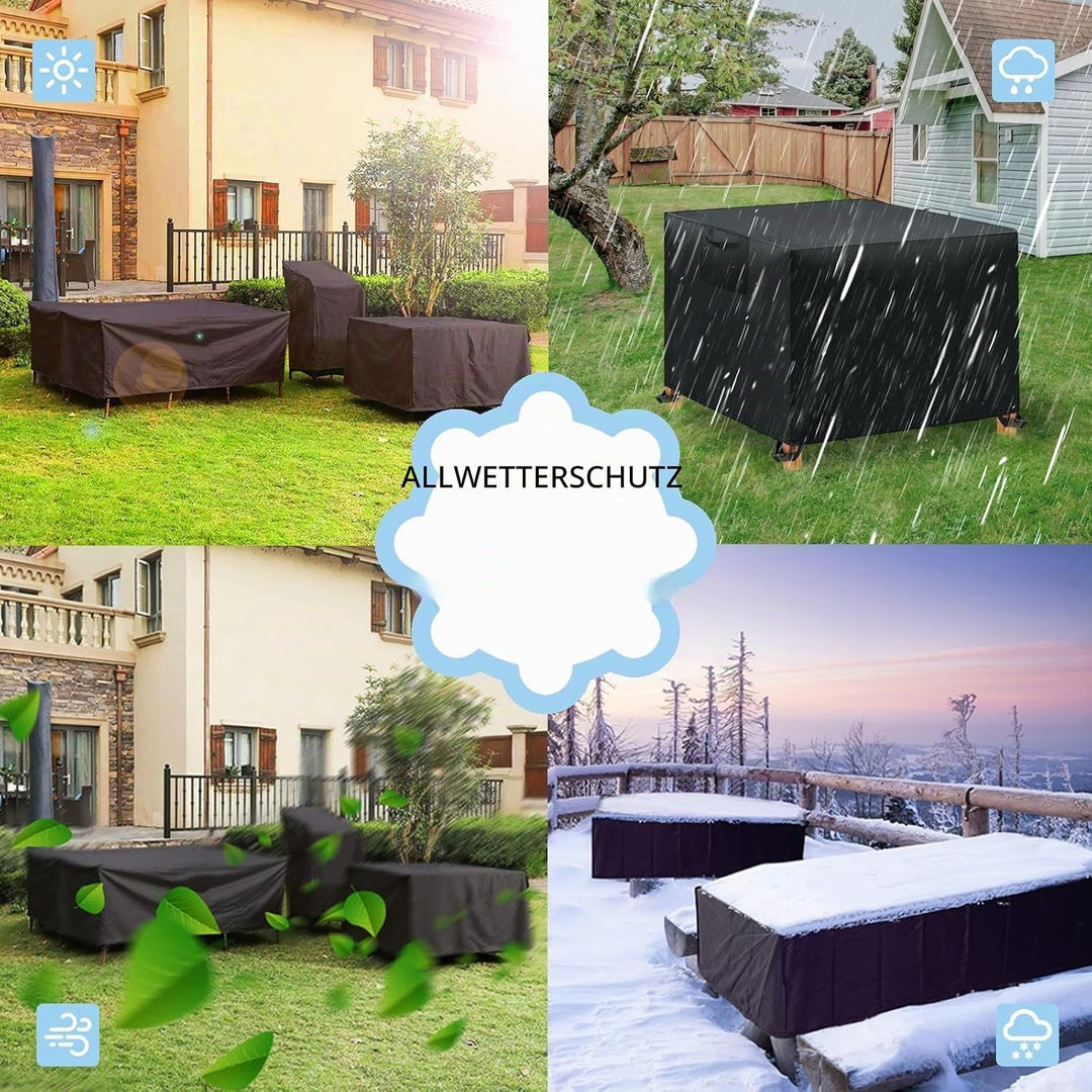 WUAYAMI Gartenmöbel Abdeckung wasserdichte Abdeckplane Gartenmöbel Winddicht Anti-UV Schwerlast 420D