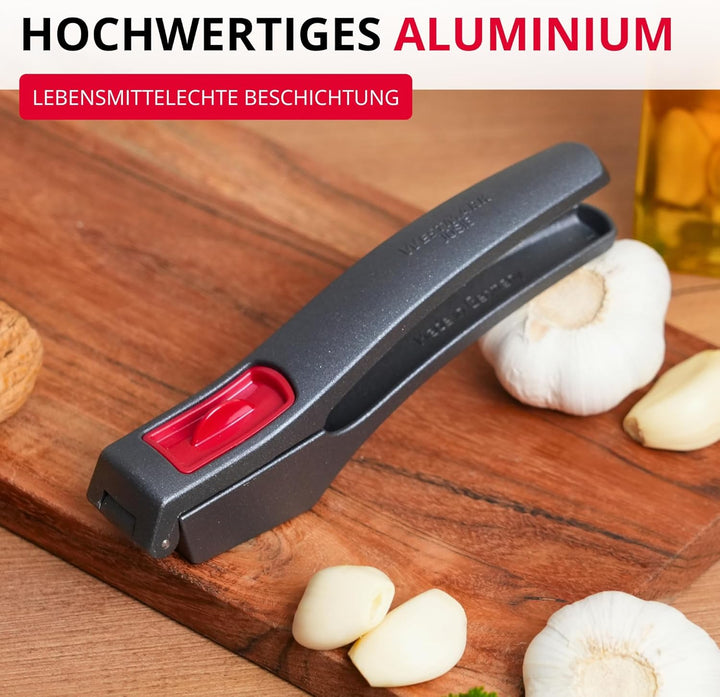 Westmark Knoblauchpresse - Premium Graphit Edition - inkl. Reinigungselement - kein schälen notwendi