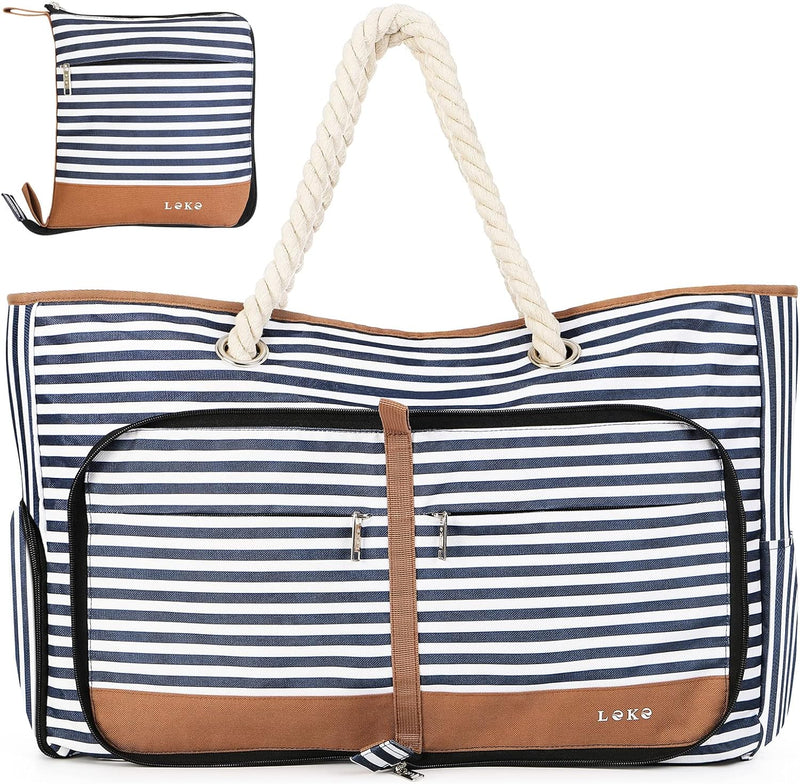 Lekespring Strandtasche Damen Gross mit Reissverschluss, Vielseitiger Damen Shopper Badetasche Sauna