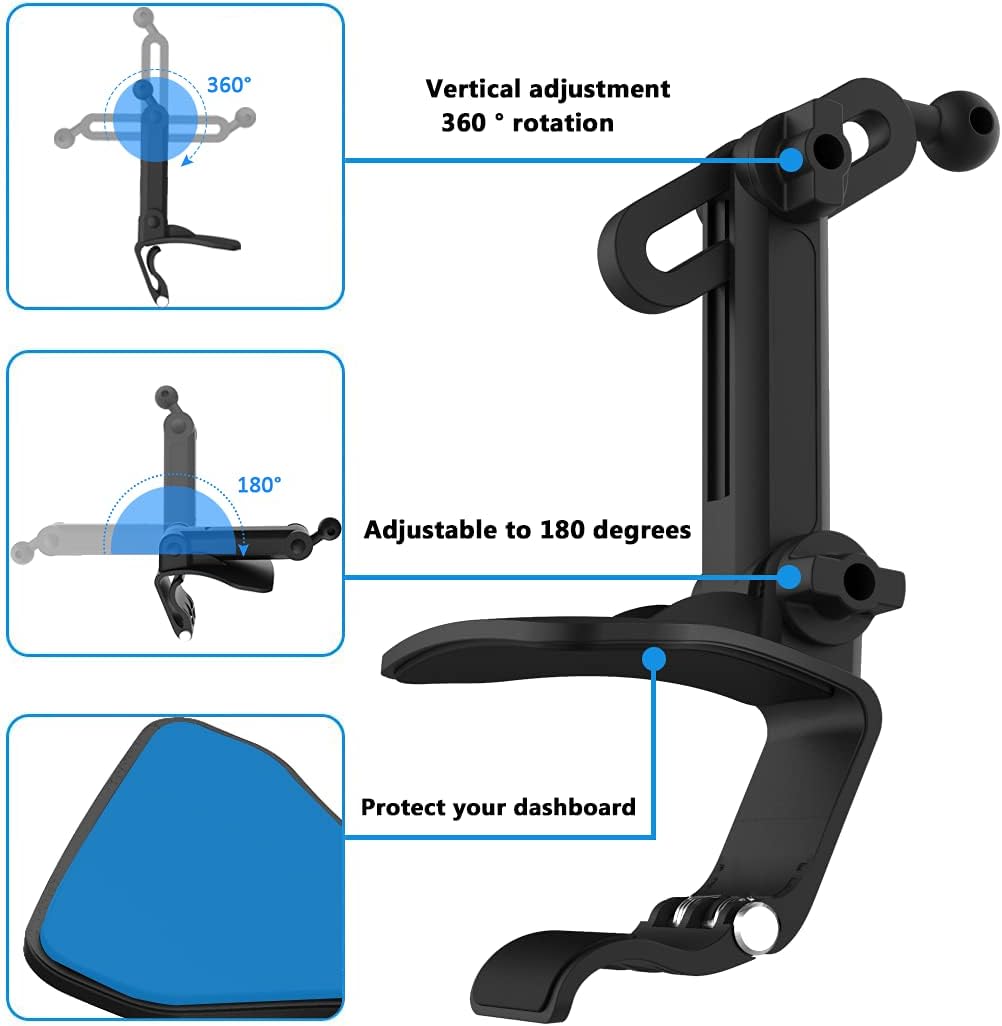 woleyi Armaturenbrett Clip Auto Handyhalterung, Universal KFZ Sonnenblende & Rückspiegel Tablet Hand
