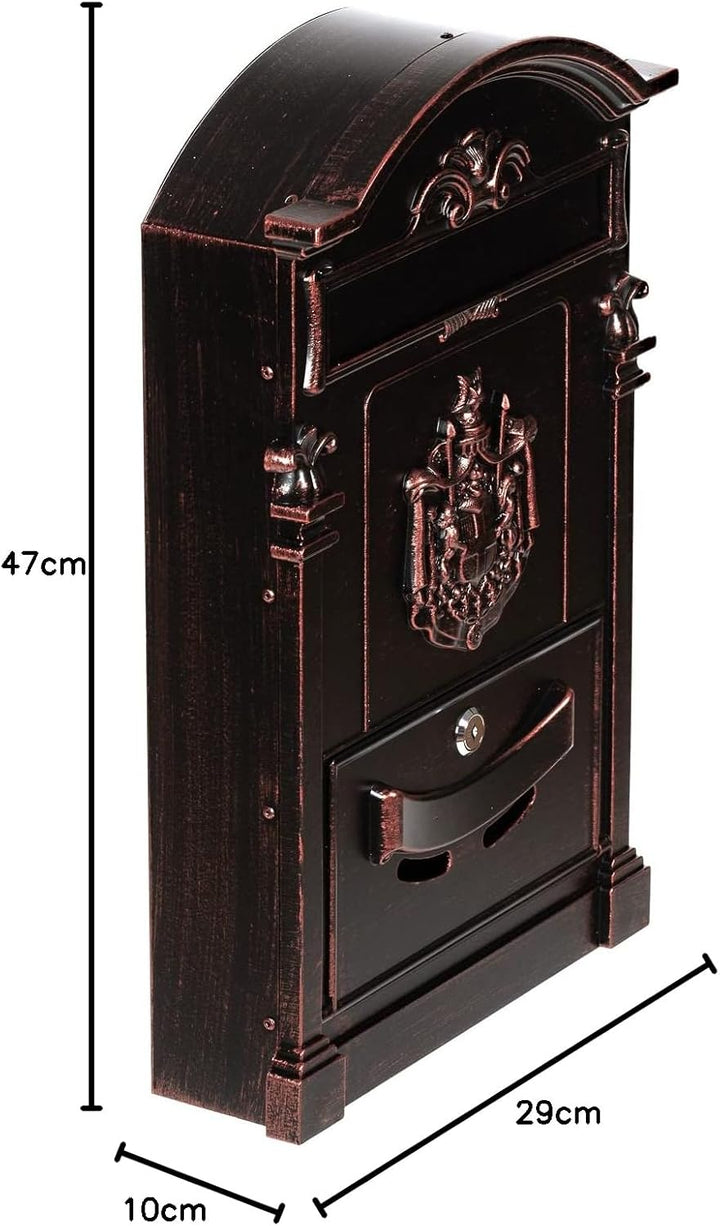 Antiker edler Briefkasten GAL29 Wandbriefkasten, Nostalgischer aus Aluminium Guss Englischer Briefka