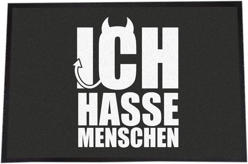 4you Design Fussmatte Ich Hasse Menschen 50x75cm, Fussabtreter lustiger Spruch, Schmutzfangmatte für