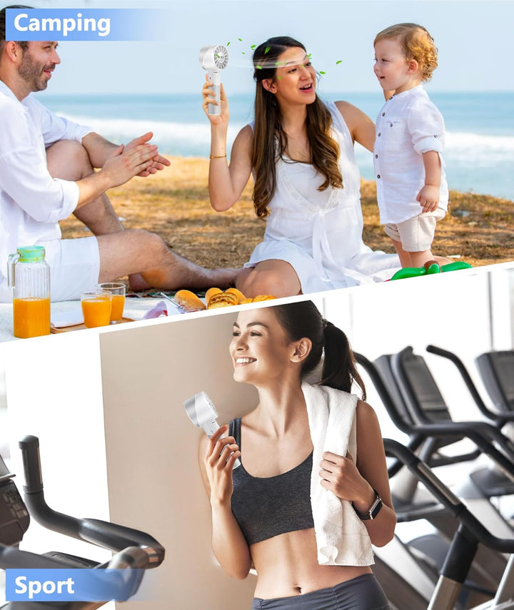 OUILA Handventilator, 2600mAh Mini Ventilator aus Metallwerkstoff USB Aufladbar Tragbarer Akku Venti