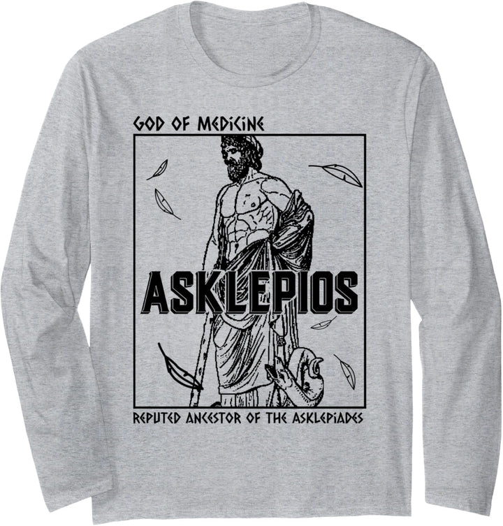 Greek Mythology God Asklepios Medicine Doctor Nurse Langarmshirt