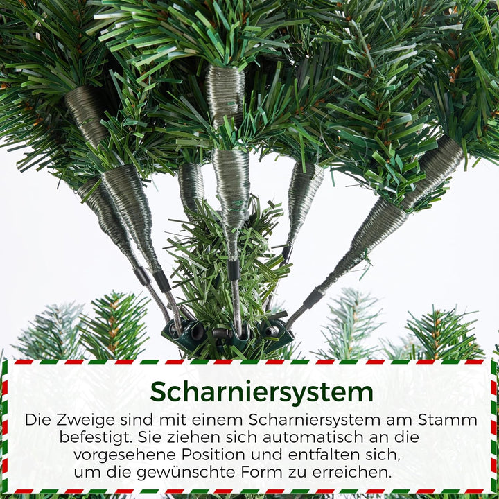 Yaheetech 228 cm künstlicher Weihnachtsbaum mit Schnee und 82 Kiefernzapfen (Ø ca.132 cm) 1346 Spitz