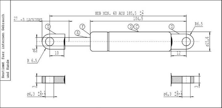 Stabilus 8614ti Industrie des Frühlinges Gas - 510 N Grau, 510 N Grau