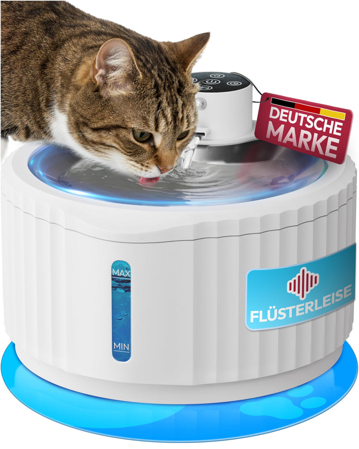 Miaura® Katzenbrunnen kabellos und super leise - Trinkbrunnen für Katze 2.8L Kapazität - Katzen Trin