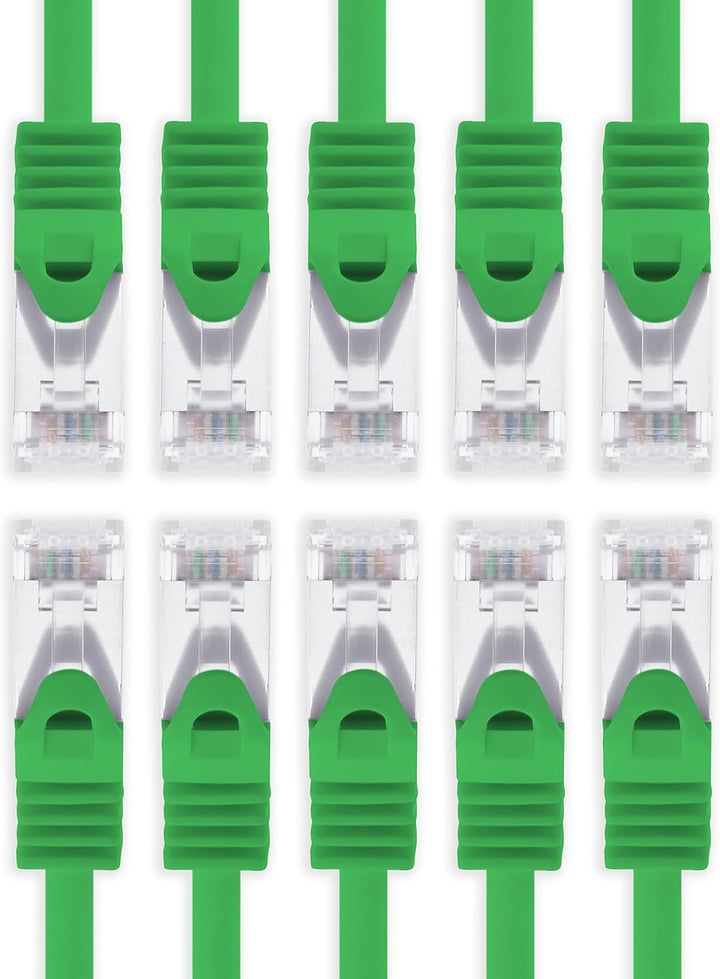 5m - grün - 10 Stück Cat7 Netzwerkkabel SFTP Patchkabel Lankabel Rohkabel 10GB/s - 500 Mhz konfektio