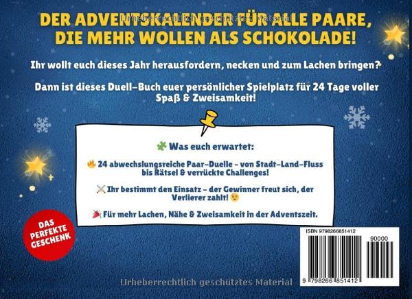 Adventskalender Duell-Buch für Paare: 24 lustige 1-gegen-1-Challenges für die Adventszeit – Für mehr