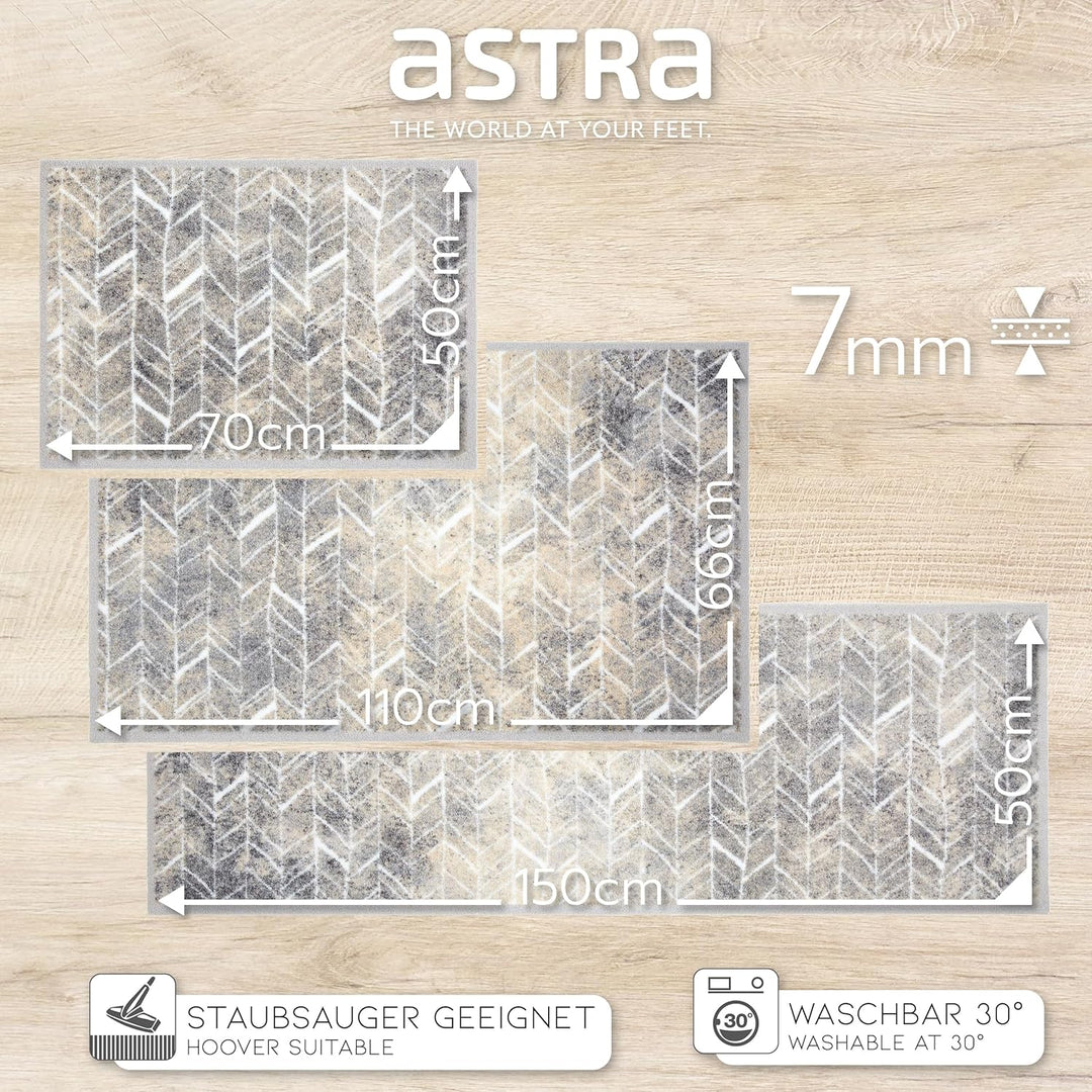 Astra rutschfeste Sauberlaufmatte innen - Fischgrät Linien 66 x 110 cm - Wohnraum Fussmatte Design -