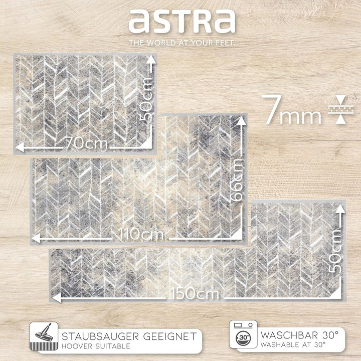 Astra rutschfeste Sauberlaufmatte innen - Fischgrät Linien 66 x 110 cm - Wohnraum Fussmatte Design -
