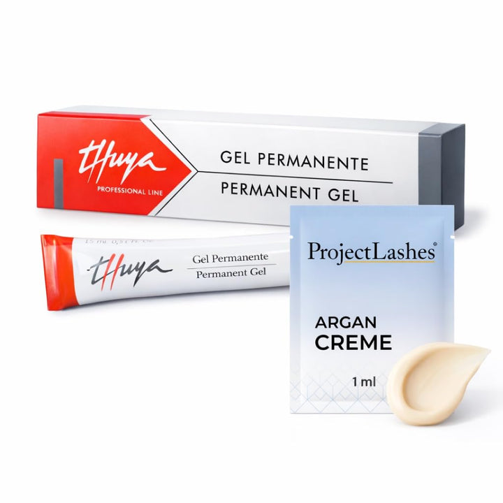 THUYA Permanent Gel 15ml + ProjectLashes Argan Cream 1ml - Augenbrauen Laminiergel und Lifting Wimpe