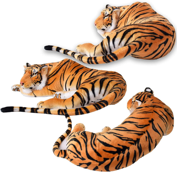 TE-Trend XXL Plüschtier Tiger Kuscheltier Stofftiger lebensechte Raubkatze liegend Dschungel Steppe