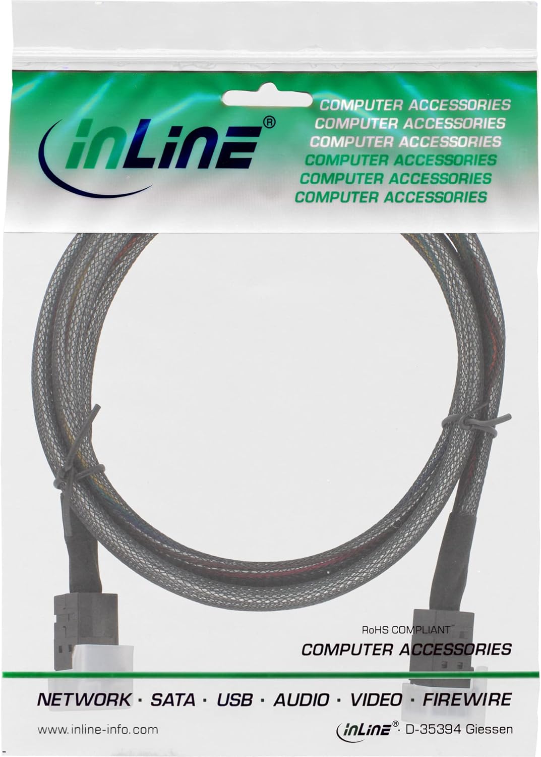 InLine Mini-SAS HD Kabel intern SFF-8643 zu SFF-8643, Hochgeschwindigkeits Datenkabel bis 4x 12Gb/s