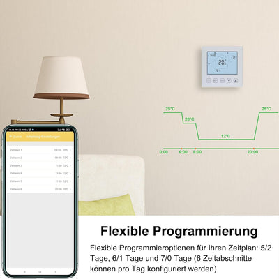 KETOTEK Smart Thermostat Fussbodenheizung Elektrisch WiFi 16A Alexa Google Assistant Kompatibel, Dig