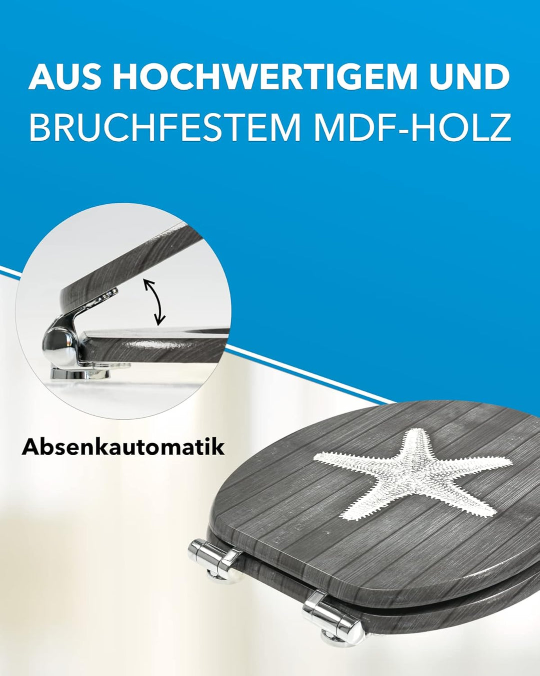 Xonic Design WC-Sitz - Premium Klo-Deckel - Toilettensitz mit Absenkautomatik - hochwertige Klobrill