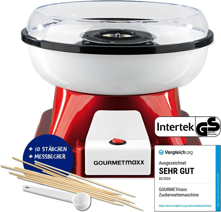 GOURMETmaxx Zuckerwattemaschine für Zuhause | Mit Zubehör für Cotton Candy, Candy Floss Maschine Set