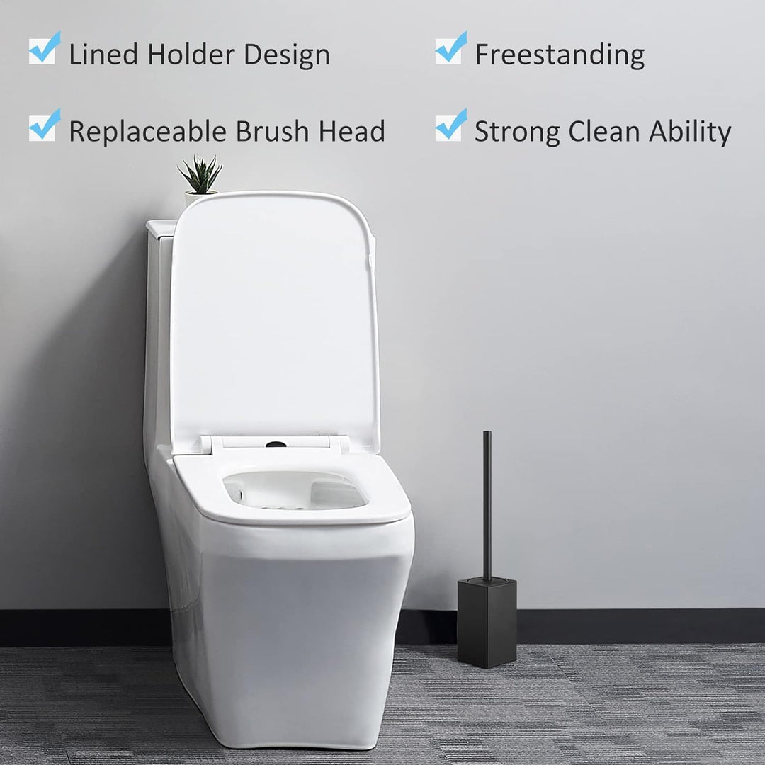 BGL Klobürste Schwarz, aus Edelstahl, Quadratisch Wc Bürste, Schwarz, Schwarz