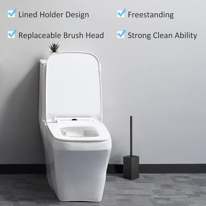 BGL Klobürste Schwarz, aus Edelstahl, Quadratisch Wc Bürste, Schwarz, Schwarz