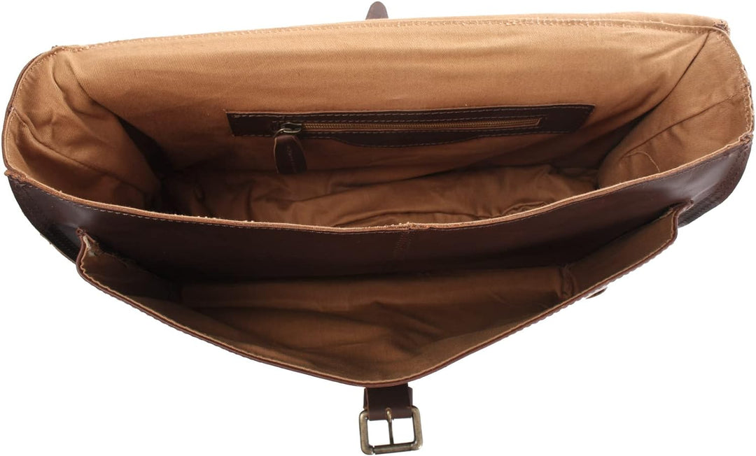 LECONI Collegetasche Echt-Leder Retro Damen + Herren Messenger Bag Unisex DIN A4 Aktentasche Schulta