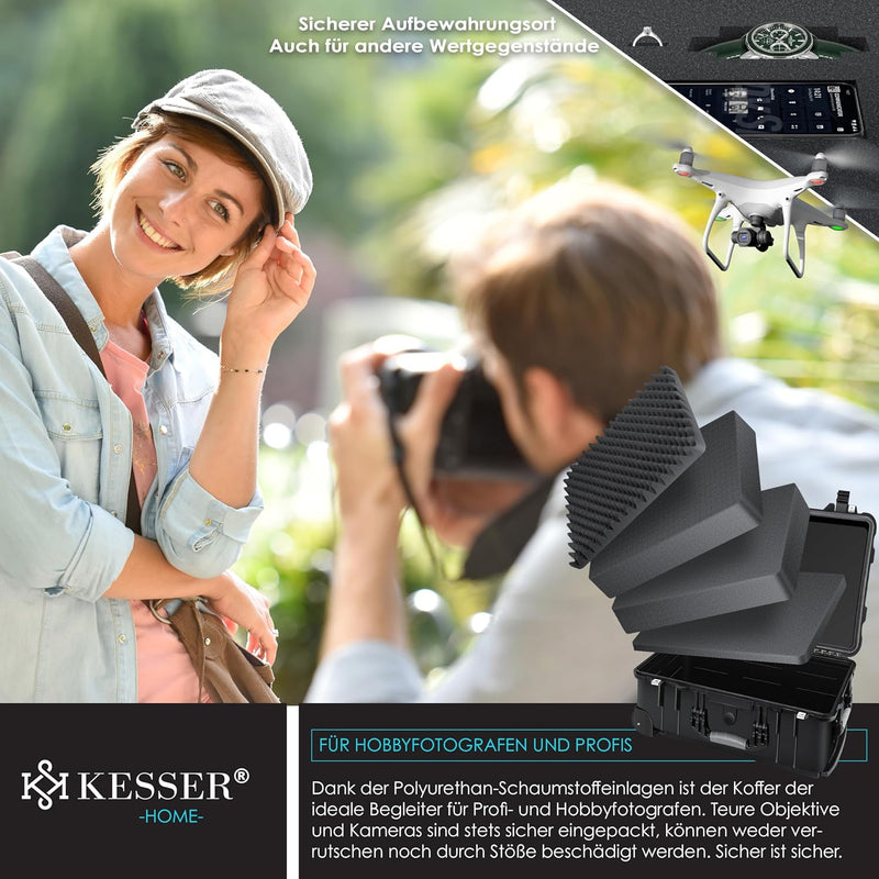 KESSER® Kamerakoffer Transportkoffer Fotokoffer Werkzeugkoffer mit Schaumstoff, Hartschalen-Universa