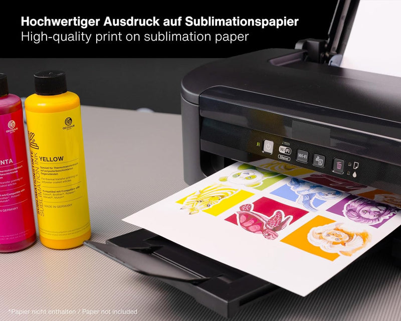 Octopus 500 ml Sublimationstinte yellow für Textildruck, Transferdruck, kompatibel für Epson, Brothe