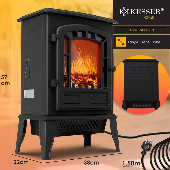 KESSER® Elektrokamin mit Heizlüfter & Fernbedienung 2000W Elektro Kamin Elektrischer Heizung LED Kam