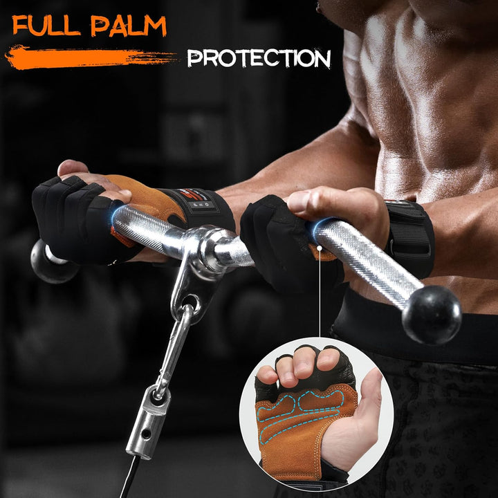 SueStar Workout Gloves, Starke Leder-Polster-Weightlifting-Handschuhe mit Handgelenksupport, vollstä