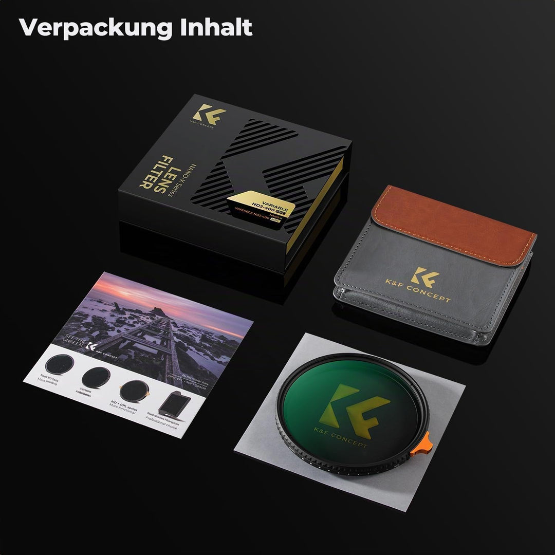 K&amp;F Concept Nano-X 62mm ND Filter Variabler Graufilter ND2-400 (1-9 Stop) Vario ND Filter mit Filter