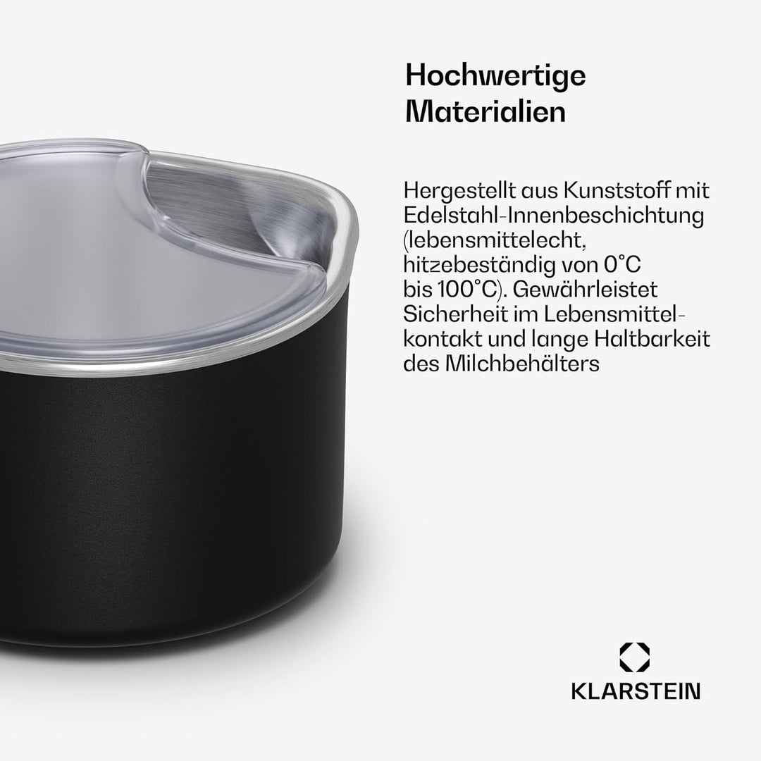 Klarstein Milchbehälter Edelstahl, 1.2L Spülmaschinenfest, Passend für Marcia Touch MilkNut Maker, H