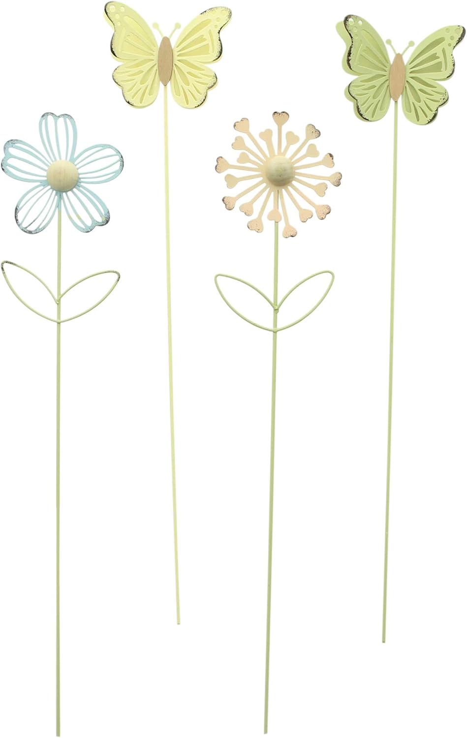 FRANK FLECHTWAREN Stecker Blume & Schmetterling, 4er Set, Metall Masse: Höhe 40 cm