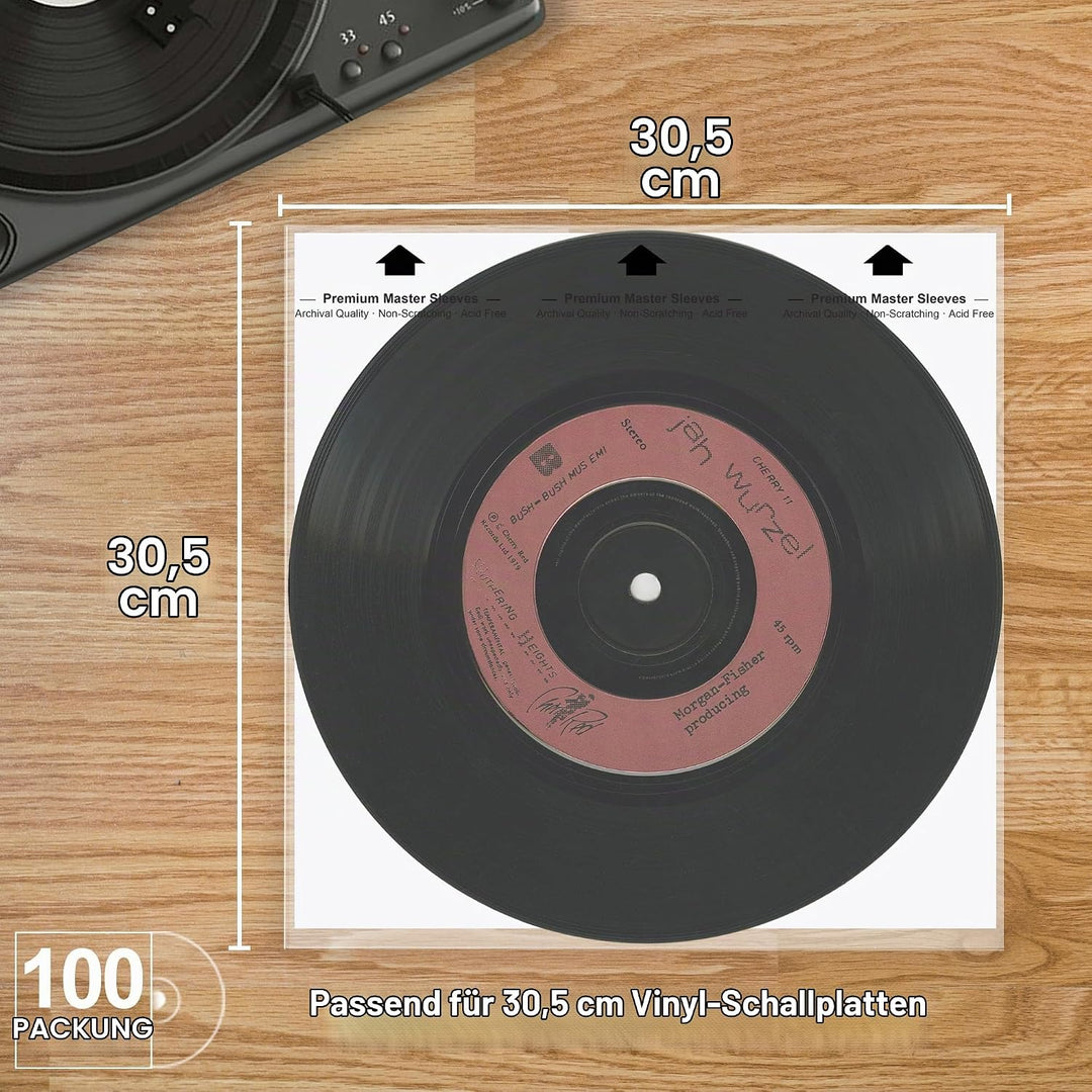 Schallplatten Innenhüllen 12 Zoll, 100 Stück Lp Schutzhüllen, Master Schallplatten Hüllen aus 3-Lagi