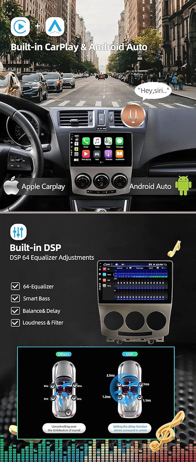 JOYX Android 12 Autoradio Passt für Mazda 5 (2005-2010) - [4G+64G] - Eingebaut DSP/Carplay/Android A
